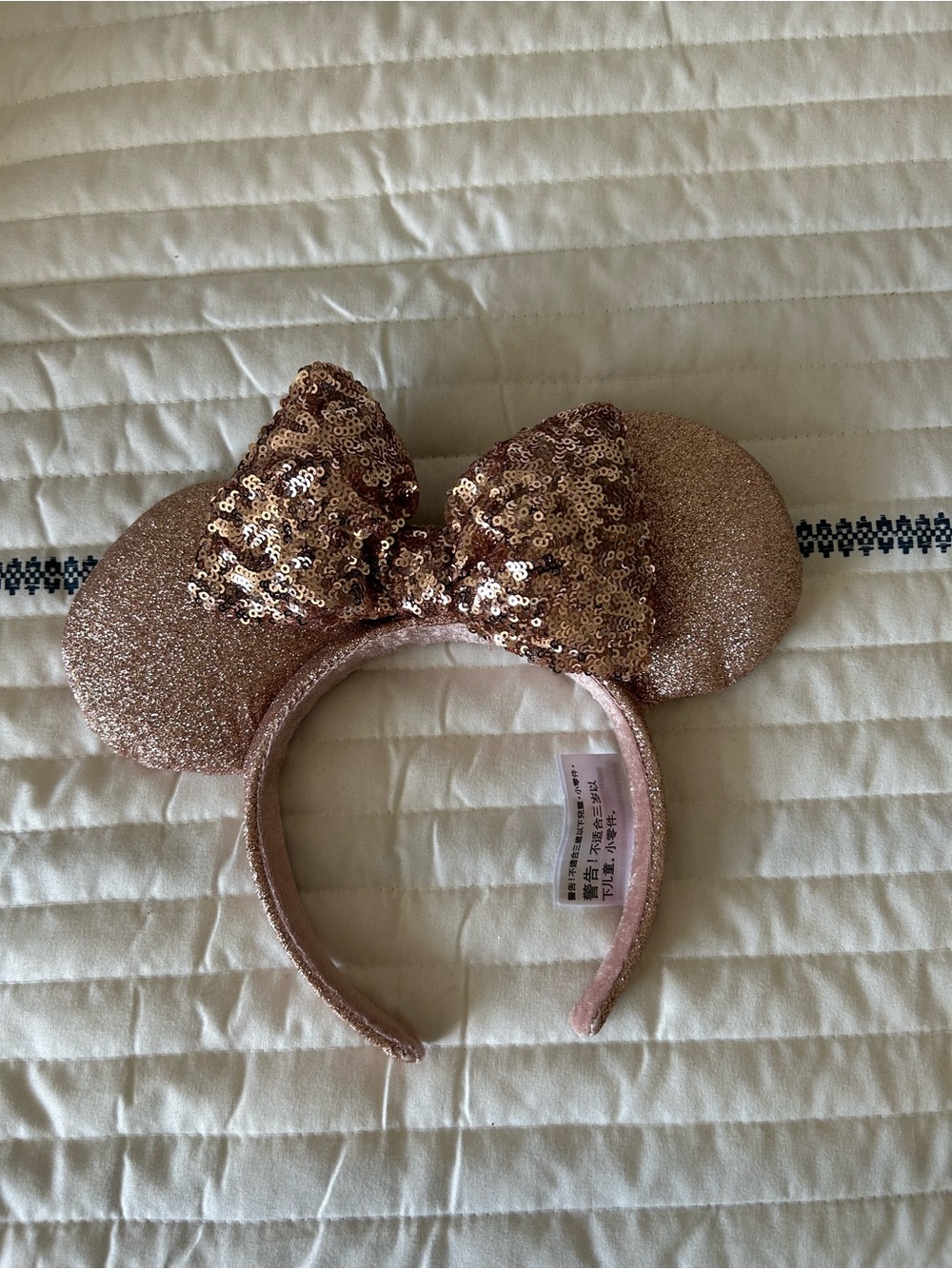 Disney Rose Gold Sequin Minnie Ears Headband